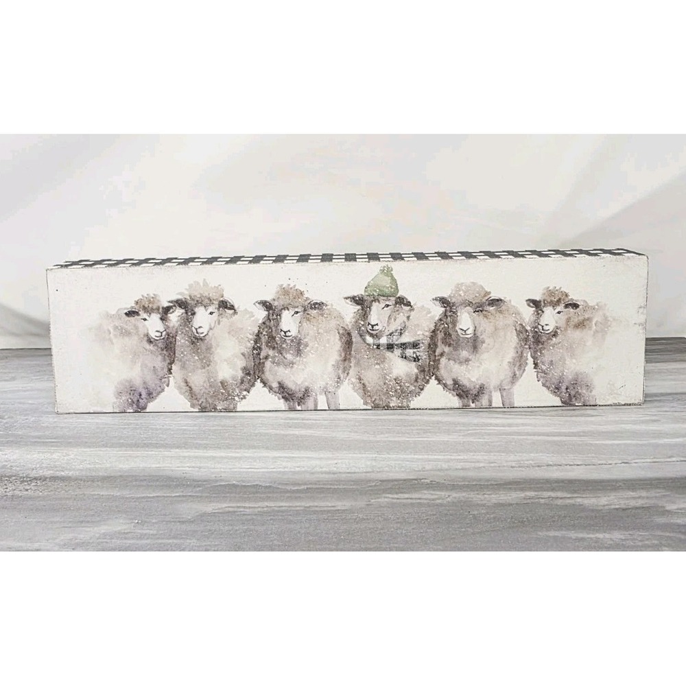 Rustic Farm Animal Canvas‎ Wall Art – Lambs Farmhouse Wall hanging 16" x "4
